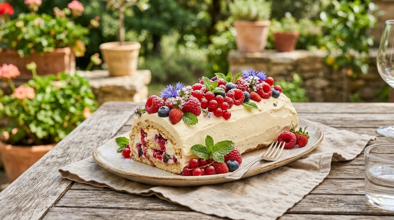 J’ai imbibé des biscuits et roulé le tout avec des fruits rouges juste pour tester : mes invités ont cru que je sortais d’une école de pâtisserie