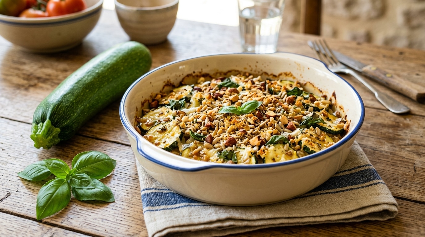 J’ai posé une couche croustillante sur mes courgettes au basilic avant d’enfourner : le plat a disparu avant le rôti
