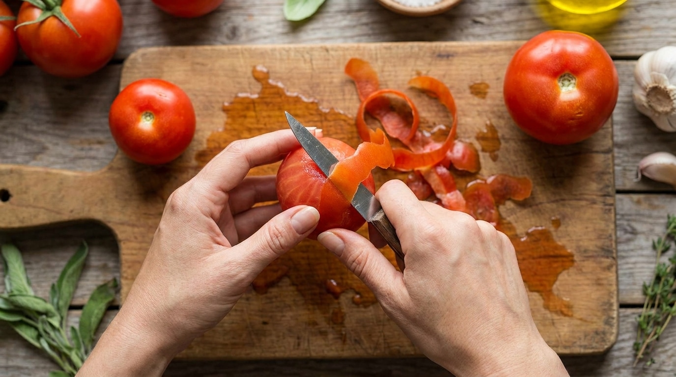 Les anciens ne pelaient jamais leurs tomates à l’économe : leur méthode oubliée revient dans les cuisines en 2026