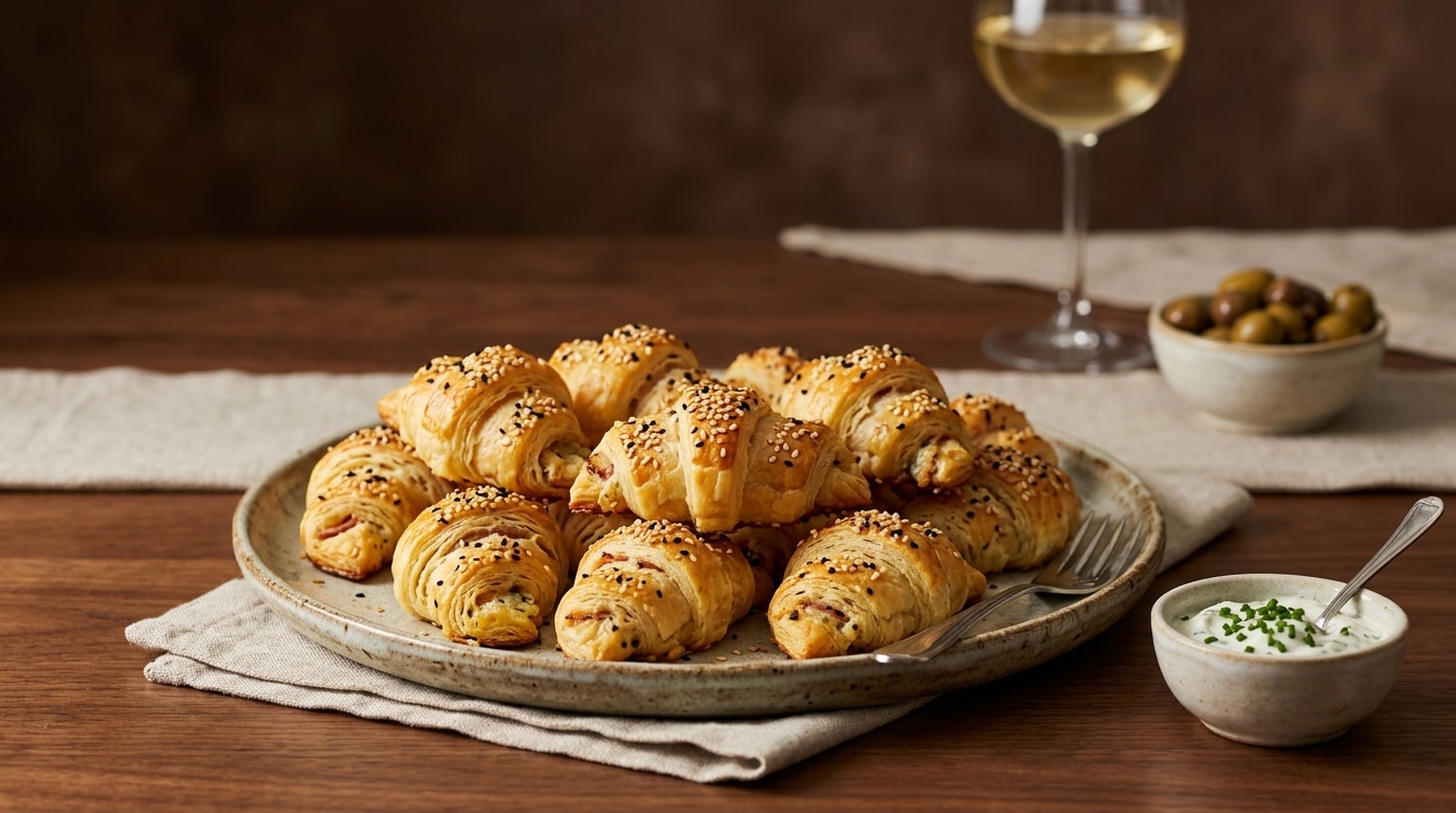 Ma sœur a mordu dans le premier et m’a dit : « celui-là, garde-m’en trois » (ces mini croissants apéro ont fait l’unanimité)