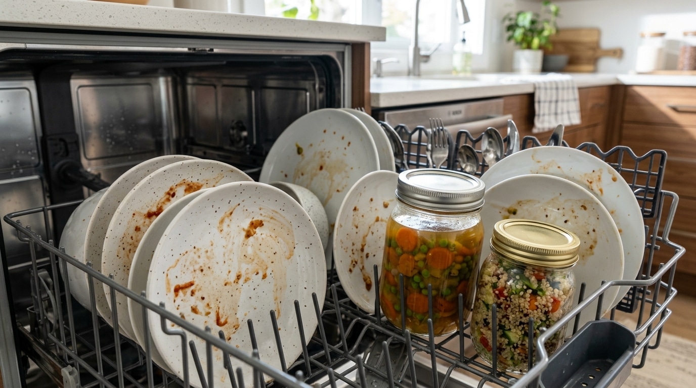 Ma voisine range toujours des bocaux fermés entre ses assiettes sales, et ce n’est pas pour les nettoyer