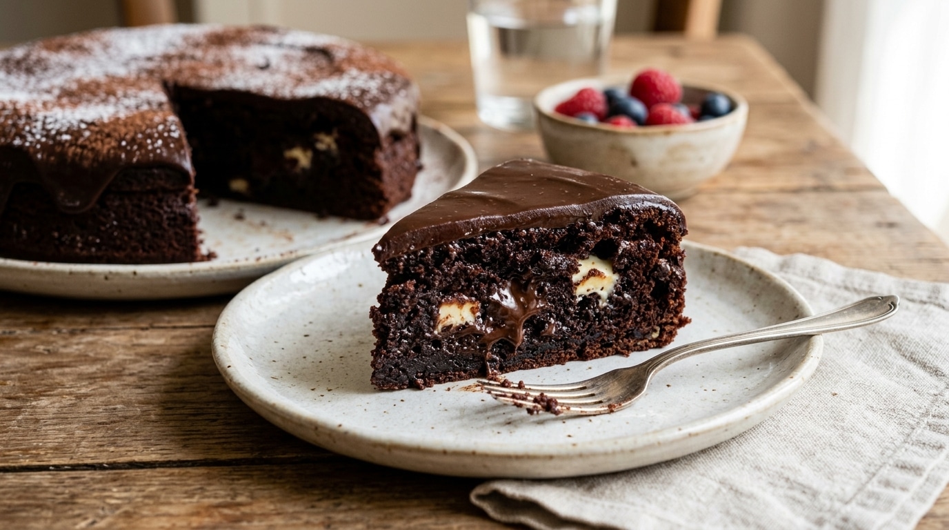 Sous la croûte craquelée : le gâteau au chocolat noir qui dissimule des poches fondantes à cœur