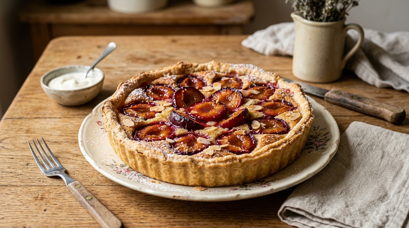 Sous les prunes rôties : la tarte de fin d’août dont la garniture cachée fait fondre tous les invités