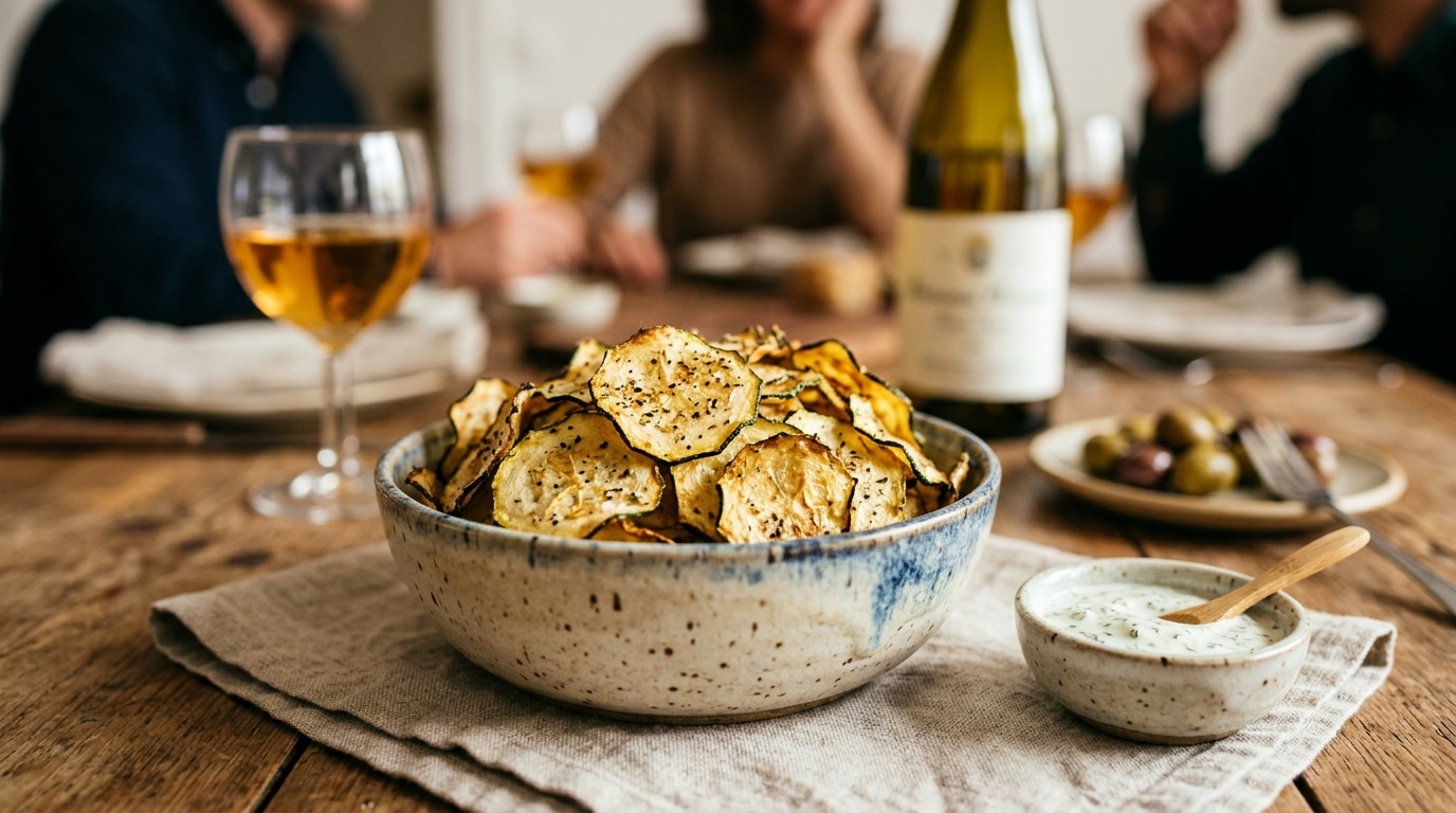 Croustillantes, dorées, sans une goutte d’huile de friture : ces chips de courgette au four cachent un petit secret de cuisson